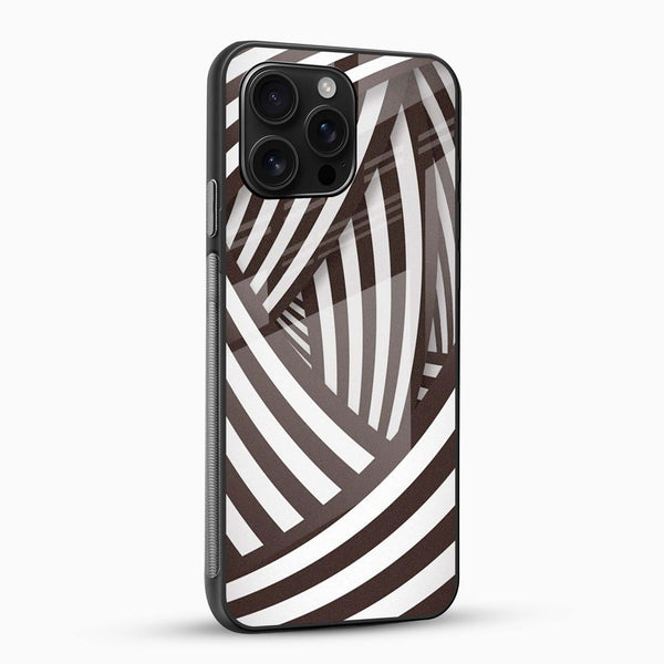 Brown Abstract Stripe Glass Mobile Cover – Geometric - Cover Stall