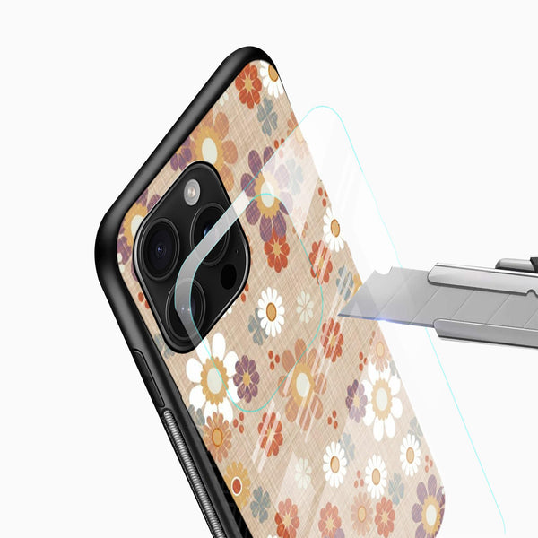 Vintage Brown Floral Glass Mobile Cover – Retro Aesthetic - Cover Stall