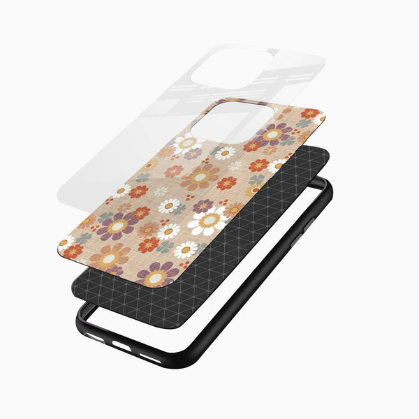 Vintage Brown Floral Glass Mobile Cover – Retro Aesthetic - Cover Stall