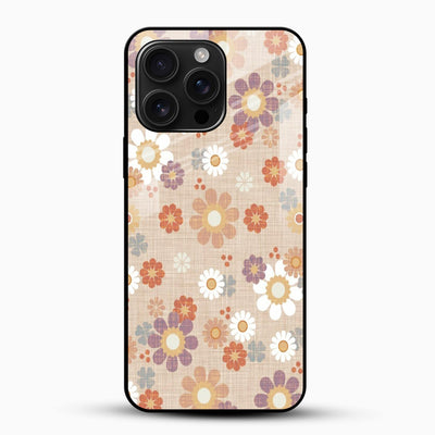 Vintage Brown Floral Glass Mobile Cover – Retro Aesthetic