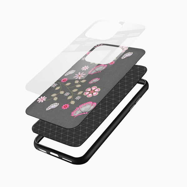 Pink Butterfly Floral Glass Mobile Cover – Cute & Elegant - Cover Stall
