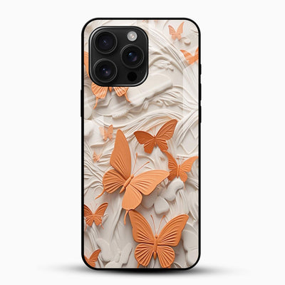 Peach Butterfly Glass Mobile Cover – Elegant Aesthetic