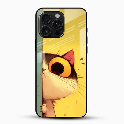 Cute Peek Cat Glass Mobile Cover – Cartoon Aesthetic