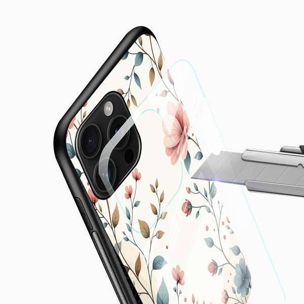 Classy Pastel Floral Glass Mobile Cover – Elegant Slim Designer Case - Cover Stall