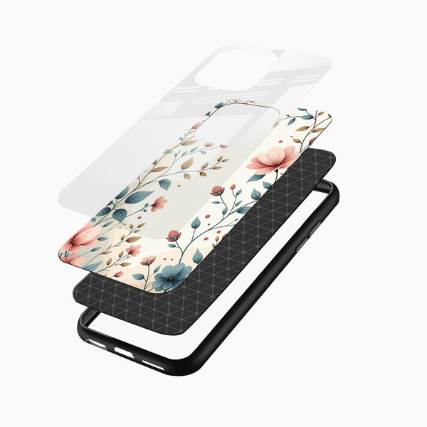 Classy Pastel Floral Glass Mobile Cover – Elegant Slim Designer Case - Cover Stall