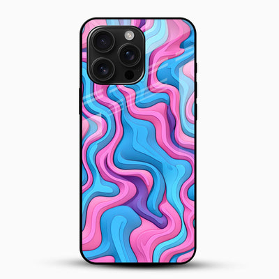 Pink & Blue Wavy Abstract Glass Mobile Cover