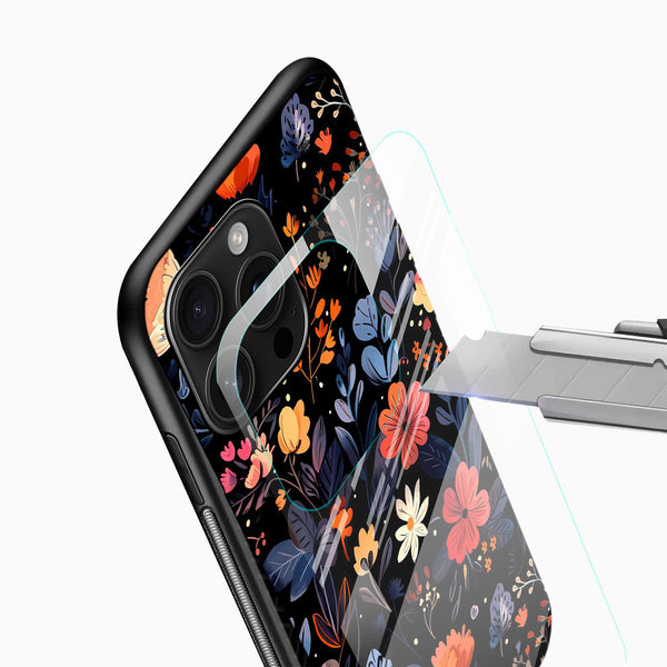 Midnight Bloom Floral Glass Mobile Case – Dark Aesthetic Design - Cover Stall