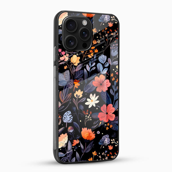 Midnight Bloom Floral Glass Mobile Case – Dark Aesthetic Design - Cover Stall