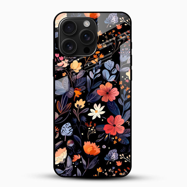 Midnight Bloom Floral Glass Mobile Case – Dark Aesthetic Design - Cover Stall