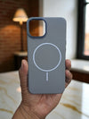 Elegant Grey - Leather MagSafe Phone Case - Cover Stall