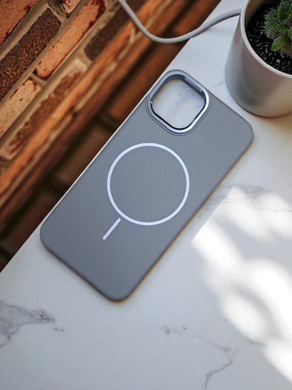 Elegant Grey - Leather MagSafe Phone Case - Cover Stall