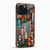Retro numbers designer phone case with glossy glass back angled view