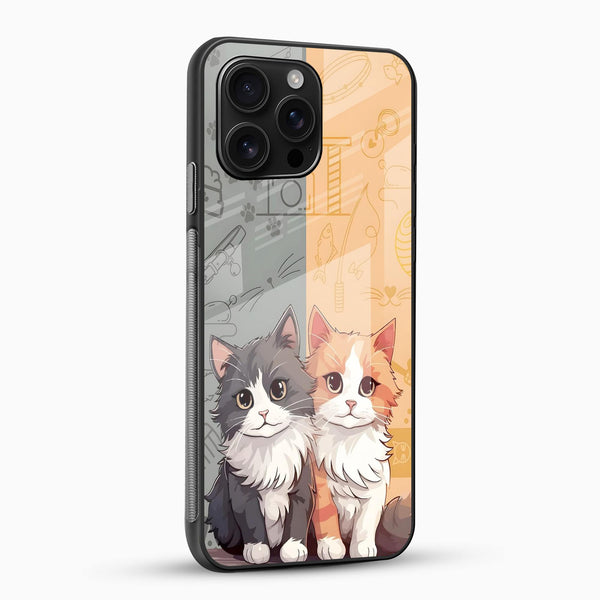 Adorable Twin Cats Glass Phone Case - Cover Stall