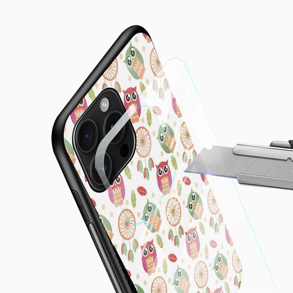 Cute Owl Pattern Glass Case - Cover Stall