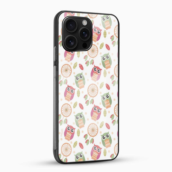 Cute Owl Pattern Glass Case - Cover Stall
