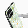 Green Daisy Floral Glass Mobile Cover – Soft Aesthetic - Cover Stall