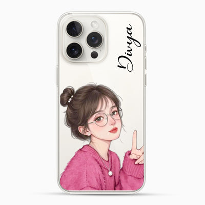 Cute Girl with Glasses Silicon Mobile Case