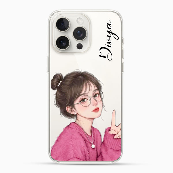 Cute Girl with Glasses Silicon Mobile Case - Cover Stall