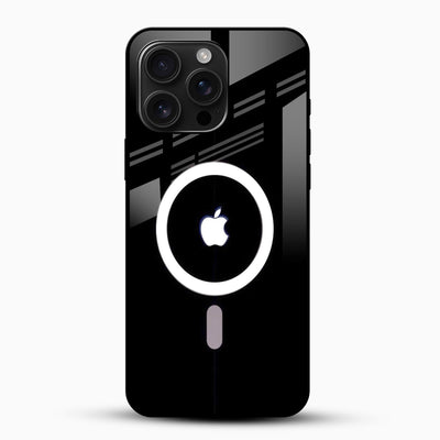 Black illuminated Ring Design Glass Phone Case