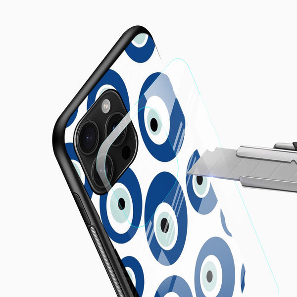 All - Over Evil Eye Glass Mobile Case – Blue Nazar Pattern Design - Cover Stall