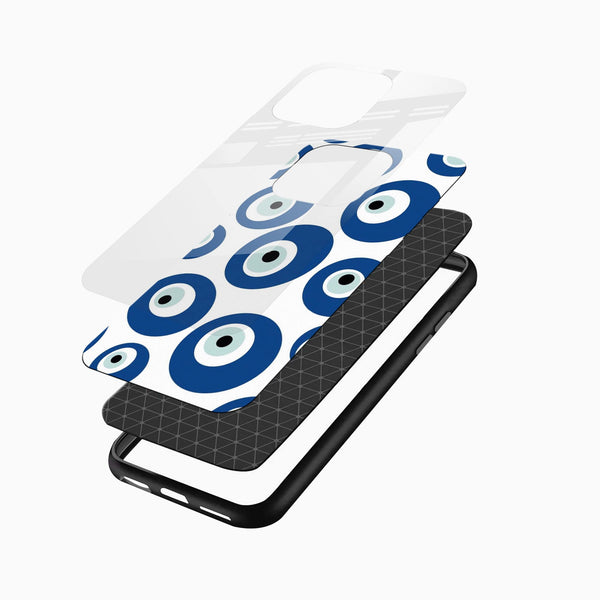 All - Over Evil Eye Glass Mobile Case – Blue Nazar Pattern Design - Cover Stall