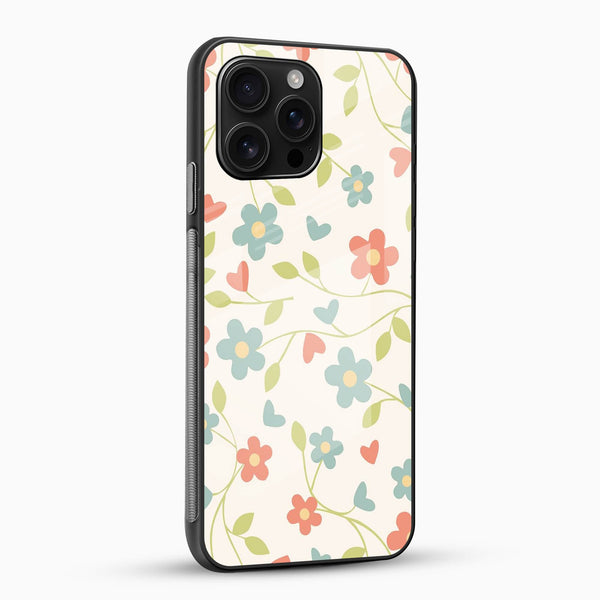 Cute Heart Blossom Floral Glass Mobile Cover - Cover Stall