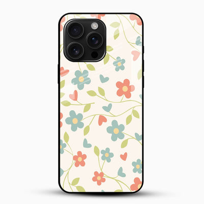 Cute Heart Blossom Floral Glass Mobile Cover