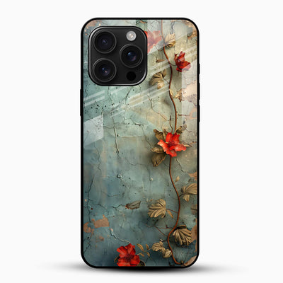 Vintage Red Floral Vine Glass Mobile Cover - Elegant Slim