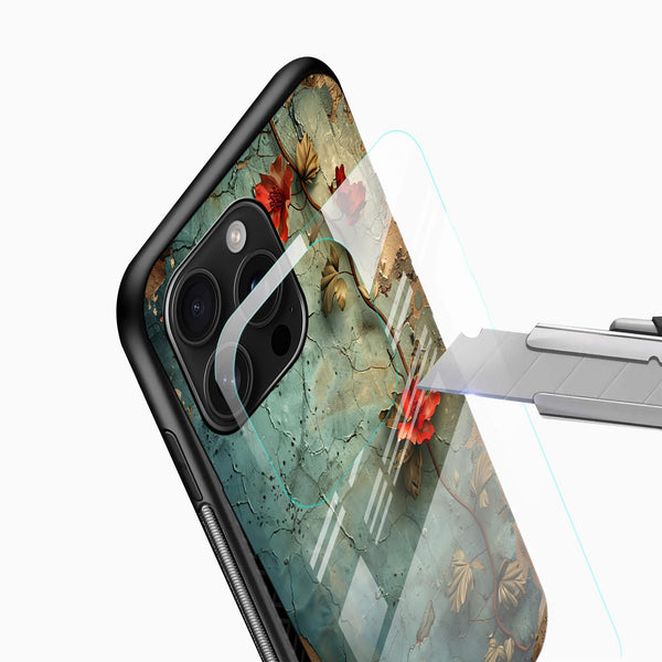 Vintage Red Floral Vine Glass Mobile Cover - Elegant Slim - Cover Stall