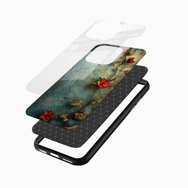 Vintage Red Floral Vine Glass Mobile Cover - Elegant Slim - Cover Stall