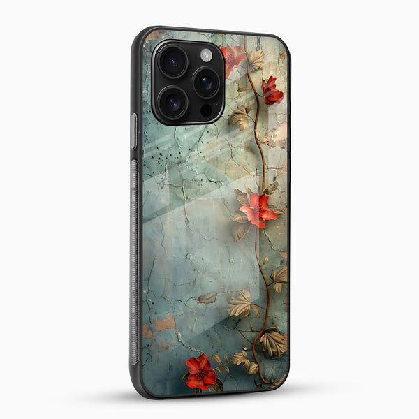 Vintage Red Floral Vine Glass Mobile Cover - Elegant Slim - Cover Stall