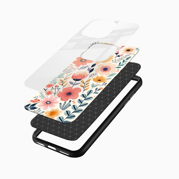 Pastel Blossom Floral Glass Mobile Cover – Cute Aesthetic - Cover Stall