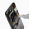 Midnight Gold Leaf Glass Mobile Cover – Luxury Botanical Design - Cover Stall