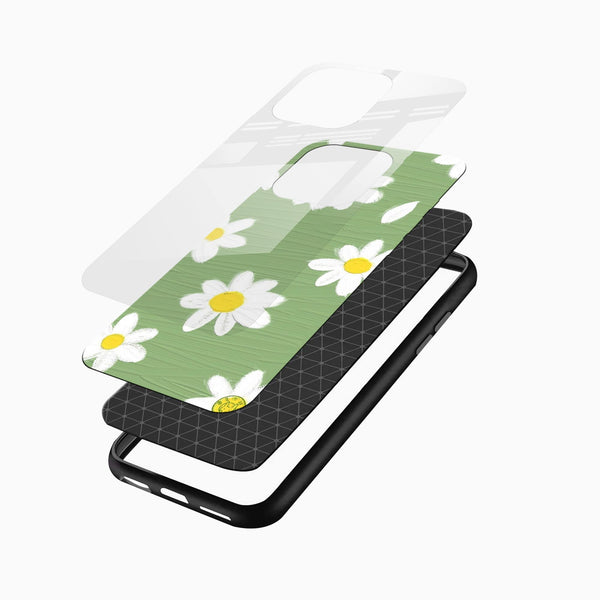 Green Daisy Aesthetic Glass Mobile Cover – Floral - Cover Stall