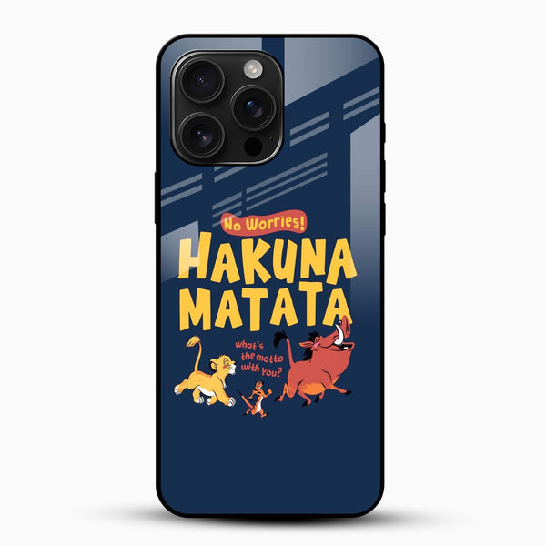 Hakuna Matata Cartoon Glass Mobile Case – No Worries Fun Design - Cover Stall