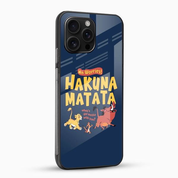 Hakuna Matata Cartoon Glass Mobile Case – No Worries Fun Design - Cover Stall