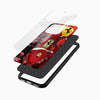 Premium glass back Ferrari collage phone case with detailed racing elements