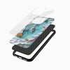 Luxury Glass Mobile Cover angled display featuring astronaut floating in a crystal-blue lagoon for iPhone and Android users