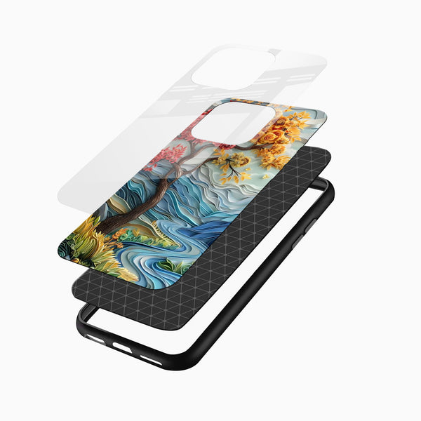 Floral River Landscape Glass Mobile Cover