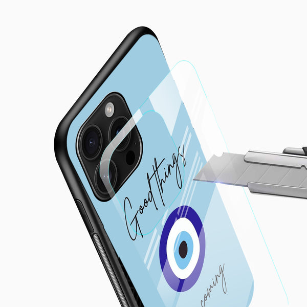 Slim shockproof evil eye phone case with protective edges side profile