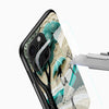 Artistic lace silhouette phone cover close-up with umbrella girl artwork and camera cutout