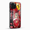 Ferrari inspired red designer phone case glossy glass back angled view