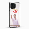 Vijay fan art designer phone case with glossy glass back angled view