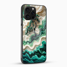 Emerald Wave Tree Glass Mobile Cover