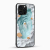 Premium astronaut-themed phone case side angle showing glossy tempered glass finish and slim fit design