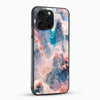 Premium pastel landscape phone case side angle showing glossy tempered glass finish and slim fit design