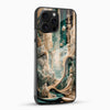Premium fantasy landscape phone case side angle showing glossy tempered glass finish and slim fit design