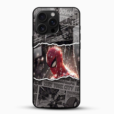 Comic Style Spider Hero Glass Phone Case