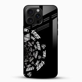 Black Om Sanskrit Spiral Glass Phone Case