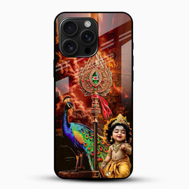 Lord Murugan Vel & Peacock Glass Phone Case